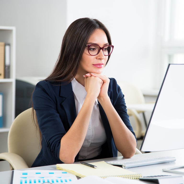 Young businesswoman with computer